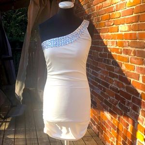EUC offwhite one shoulder mini dress